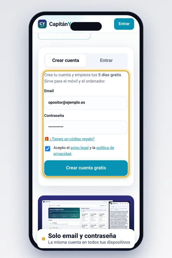 Pantalla de registro